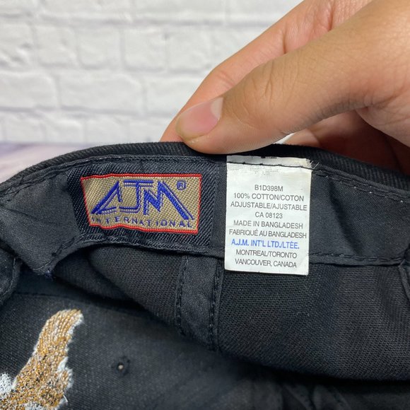 Vintage 90s Hat Cap Strap Back Black Signature Wellsite Supervision Eagle Logo - Picture 8 of 8